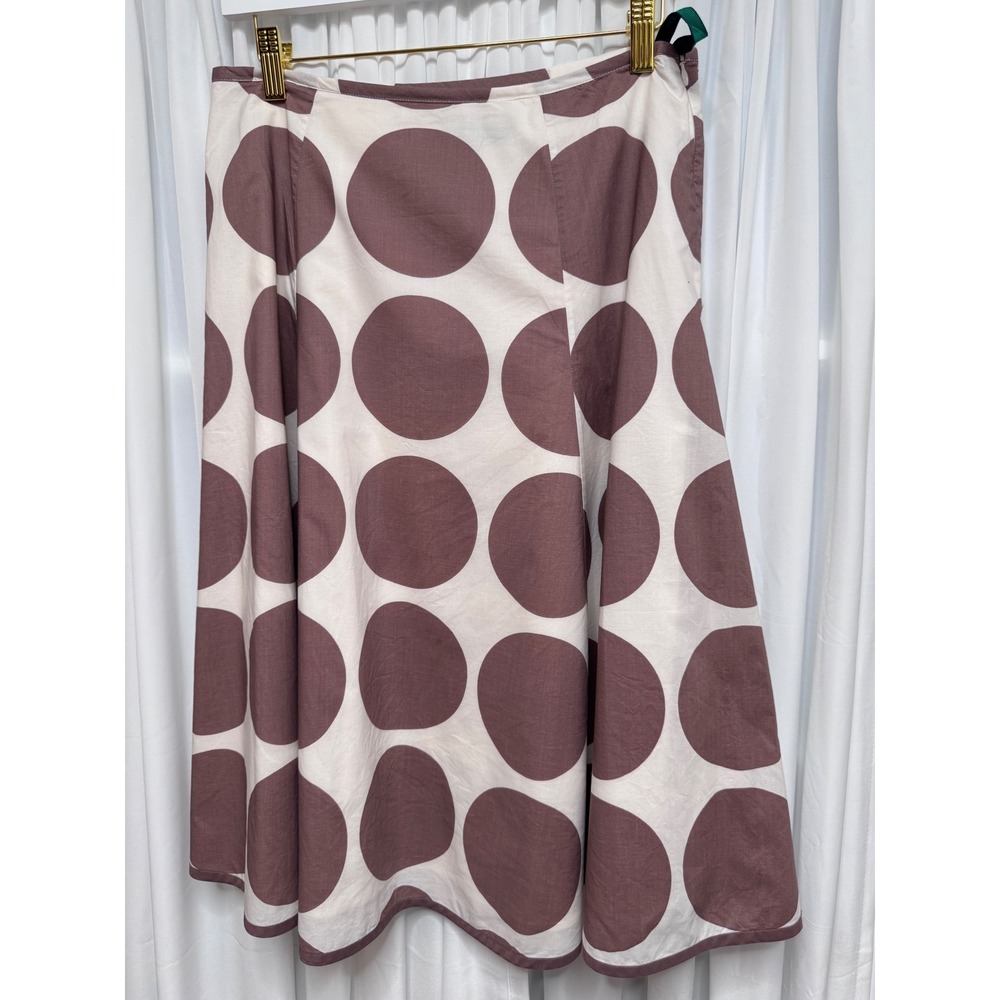 Boden Brown Cream Polka Dot A-Line Midi Skirt Size 10L